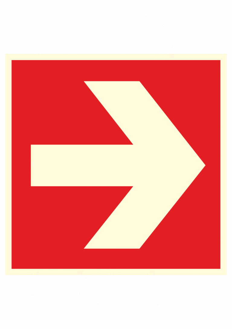 Fotoluminiscenční bezpečnostní značení - Požární symbol: Směrová šipka požární ochrany (Vpravo / Vlevo)