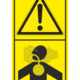 Značení strojů dle ISO 11 684 - Kombinovaný štítek: Výstraha / Nebezpečí nadýchání nebezpečných výparů (Vertikální)