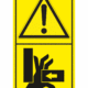 Značení strojů dle ISO 11 684 - Kombinovaný štítek: Výstraha / Nebezpečí zmáčknutí ruky ze strany (Vertikální)