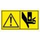 Značení strojů dle ISO 11 684 - Kombinovaný štítek: Výstraha / Nebezpečí zmáčknutí ruky shora (Horizontální)