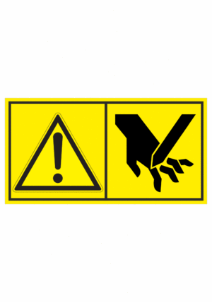 Značení strojů dle ISO 11 684 - Kombinovaný štítek: Výstraha / Nebezpečí useknutí prstů na ruce (Horizontální)
