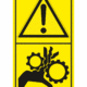 Značení strojů dle ISO 11 684 - Kombinovaný štítek: Výstraha / Nebezpečí vtáhnutí prstů do stroje (Vertikální)
