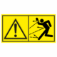 Značení strojů dle ISO 11 684 - Kombinovaný štítek: Výstraha / Nebezpečí zásahu letícími objekty (Horizontální)