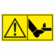 Značení strojů dle ISO 11 684 - Kombinovaný štítek: Výstraha / Nebezpečí useknutí chodidla zepředu (Horizontální)