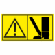 Značení strojů dle ISO 11 684 - Kombinovaný štítek: Výstraha / Nebezpečí useknutí chodidla shora (Horizontální)