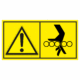 Značení strojů dle ISO 11 684 - Kombinovaný štítek: Výstraha / Nebezpečí vtáhnutí ruky mezi válečky (Horizontální)