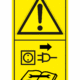 Značení strojů dle ISO 11 684 - Kombinovaný štítek: Výstraha / Před údržbou a opravou strojů odpojte ze sítě (Vertikální)