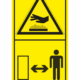 Značení strojů dle ISO 11 684 - Kombinovaný štítek: Pozor horký povrch / Dodržuj bezpečnou vzdálenost (Vertikální)