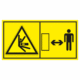 Značení strojů dle ISO 11 684 - Kombinovaný štítek: Nebezpečí stlačení ze strany / Dodržuj bezpečnou vzdálenost (Horizontální)