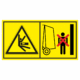 Značení strojů dle ISO 11 684 - Kombinovaný štítek: Nebezpečí stlačení ze strany / Nevstupuj do zóny otevírání stroje (Horizontální)