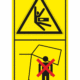 Značení strojů dle ISO 11 684 - Kombinovaný štítek: Nebezpečí stlačení ze strany / Nevstupuj do zóny zavírání stroje (Vertikální)