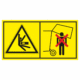 Značení strojů dle ISO 11 684 - Kombinovaný štítek: Nebezpečí stlačení ze strany / Nevstupuj do zóny zavírání stroje (Horizontální)