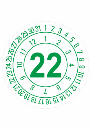 Kalibračné a kontrolné značenie - Koliesko na 1 rok: Dátumovka 22 zelená