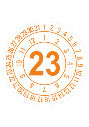 Kalibračné a kontrolné značenie - Koliesko na 1 rok: Dátumovka 23 oranžová