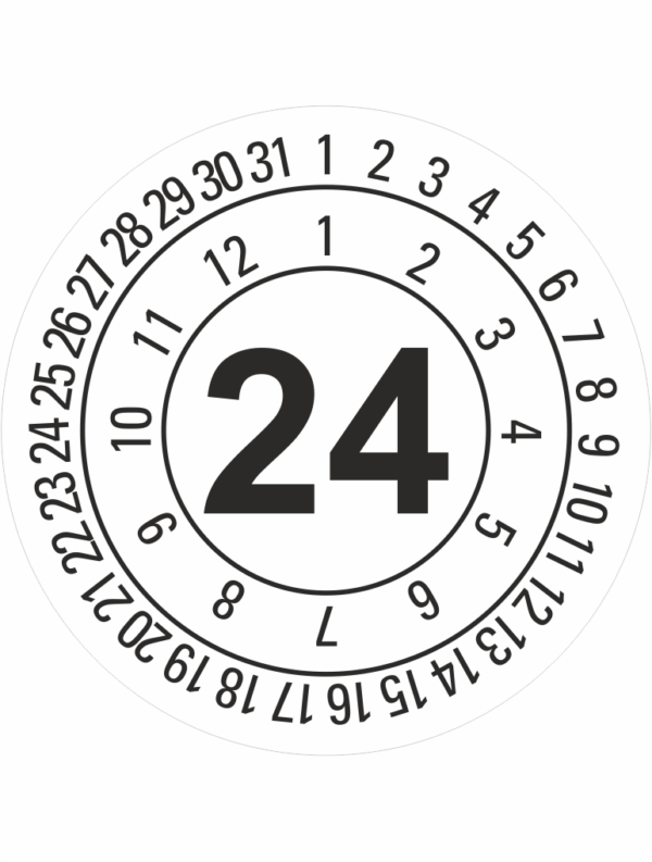 Kalibračné a kontrolné značenie - Koliesko na 1 rok: Dátumovka 24 čierná