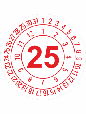 Kalibračné a kontrolné značenie - Koliesko na 1 rok: Dátumovka 25 červená