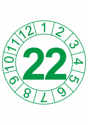Kontrolné koliesko na 1 rok - Štítok s datumom 22 zelený