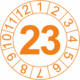 Kontrolné koliesko na 1 rok - Štítok s datumom 23 oranžový