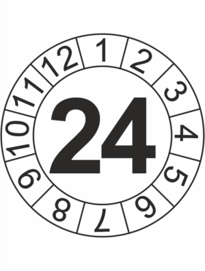 Kontrolné koliesko na 1 rok - Štítok s datumom 24 čierný