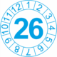 Kontrolné koliesko na 1 rok - Štítok s dátumom 26 modrý