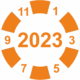 Kontrolné koliesko na 1 rok - Štítok s dátumom 2023 oranžový