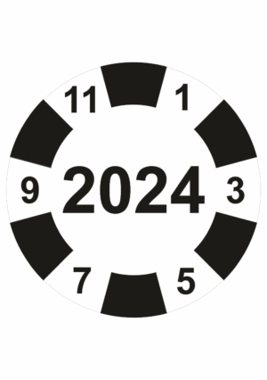 Kontrolné koliesko na 1 rok - Štítok s dátumom 2024 čierný