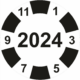 Kontrolné koliesko na 1 rok - Štítok s dátumom 2024 čierný