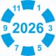 Kontrolné koliesko na 1 rok - Štítok s dátumom 2026 modrý