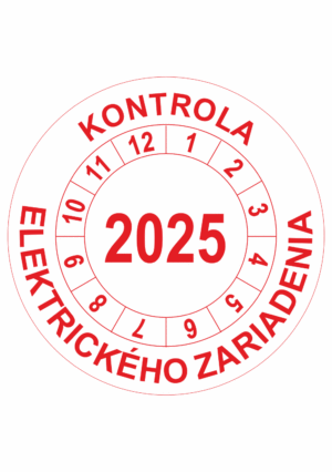 Kontrolné koliesko na 1 rok - Kontrola elektrického zariadenia 2025 červené