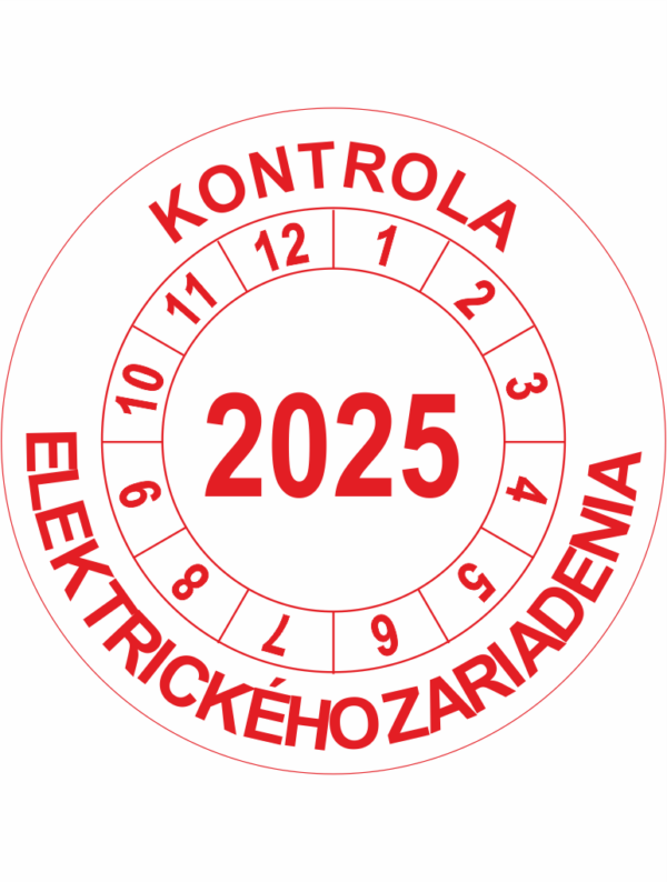 Kontrolné koliesko na 1 rok - Kontrola elektrického zariadenia 2025 červené