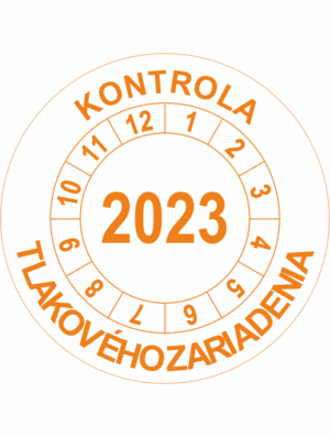 Kontrolné koliesko na 1 rok - Kontrola tlakového zariadenia 2023 oranžové