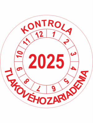 Kontrolné koliesko na 1 rok - Kontrola tlakového zariadenia 2025 červené