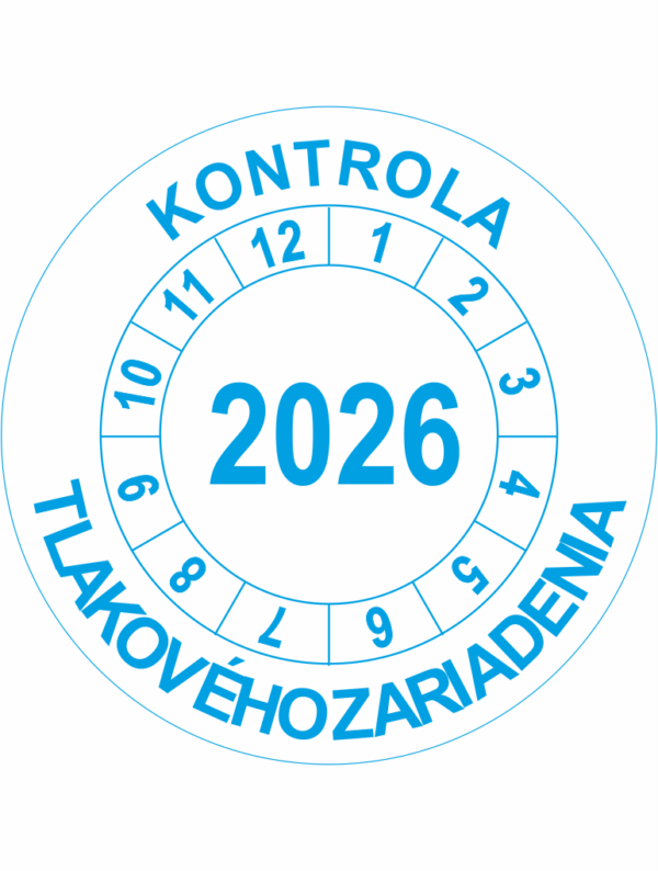 Kontrolné koliesko na 1 rok - Kontrola tlakového zariadenia 2026 modré