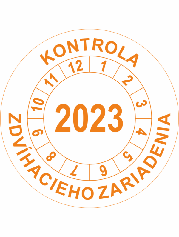 Kontrolné koliesko na 1 rok - Kontrola zdvihacieho zariadenia 2023 oranžové