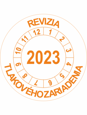 Kontrolné koliesko na 1 rok - Revízia tlakového zariadenia 2023 oranžové