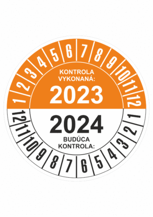 Kontrolné a kalibračné značení - Koliesko na 2 roky: Kontrola vykonaná 2023 / Budúca kontrola 2024 (oranžovočerné)