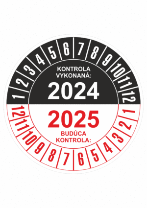 Kontrolné a kalibračné značení - Koliesko na 2 roky: Kontrola vykonaná 2024 / Budúca kontrola 2025 (čiernočervené)