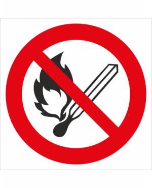 Zákazová bezpečnostná značka - Symbol bez textu: Zákaz vstupu s otvoreným ohňom