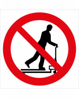 Zákazová bezpečnostná značka - Symbol bez textu: Zákaz jazdy na paletovom vozíku
