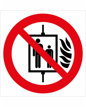 Zákazová bezpečnostná značka - Symbol bez textu: Zákaz používať výťah pri požiari