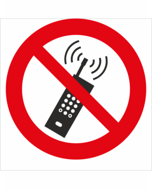 Zákazová bezpečnostná značka - Symbol bez textu: Zákaz používania mobilných telefonov