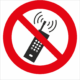 Zákazová bezpečnostná značka - Symbol bez textu: Zákaz používania mobilných telefonov