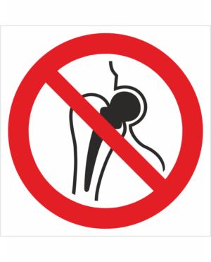 Zákazová bezpečnostná značka - Symbol bez textu: Zákaz vstupu s kovovými implantátmi