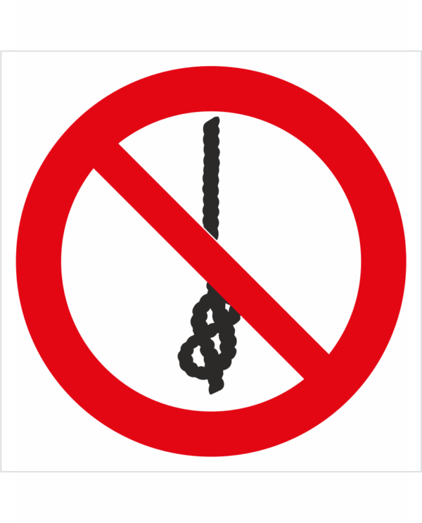 Zákazová bezpečnostná značka - Symbol bez textu: Zákaz používania lana s uzlami