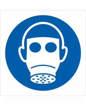 Príkazová bezpečnostná značka - Symbol bez textu: Použi ochranu dýchacích ciest