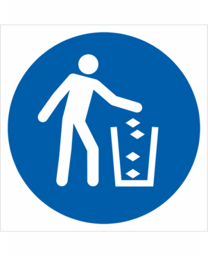 Príkazová bezpečostná značka - Symbol bez textu: Používaj nádoby na odpad
