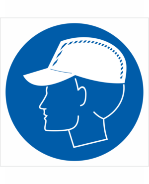 Príkazová bezpečnostná značka - Symbol bez textu: Použi protiúderovú čiapku