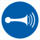 Príkazová bezpečnostná značka - Symbol bez textu: Použite akustický signál