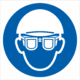 Príkazová bezpečnostná značka - Symbol bez textu: Použi ochranu zraku a hlavy