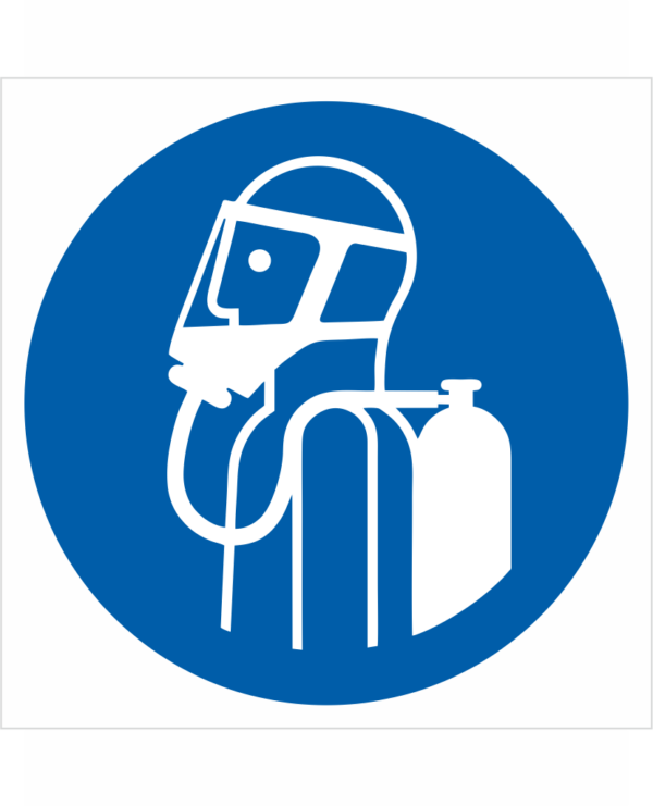 Príkazová bezpečnostná značka - Symbol bez textu: Používajte autonómny dýchací prístroj